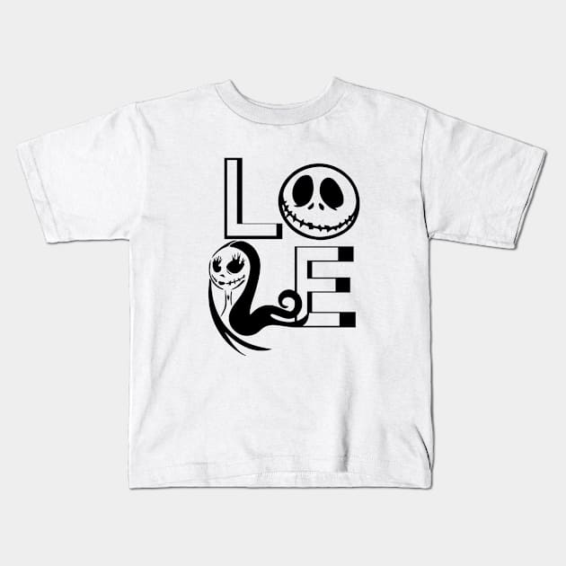 Love Jack and Sally Kids T-Shirt by beaching